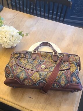 Vintage Diane von Furstenberg Tapestry Carpet Bag Weekender Duffel